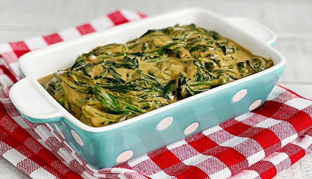 Plant Based Creamed Spinach with Toasted Sunflower Sauce