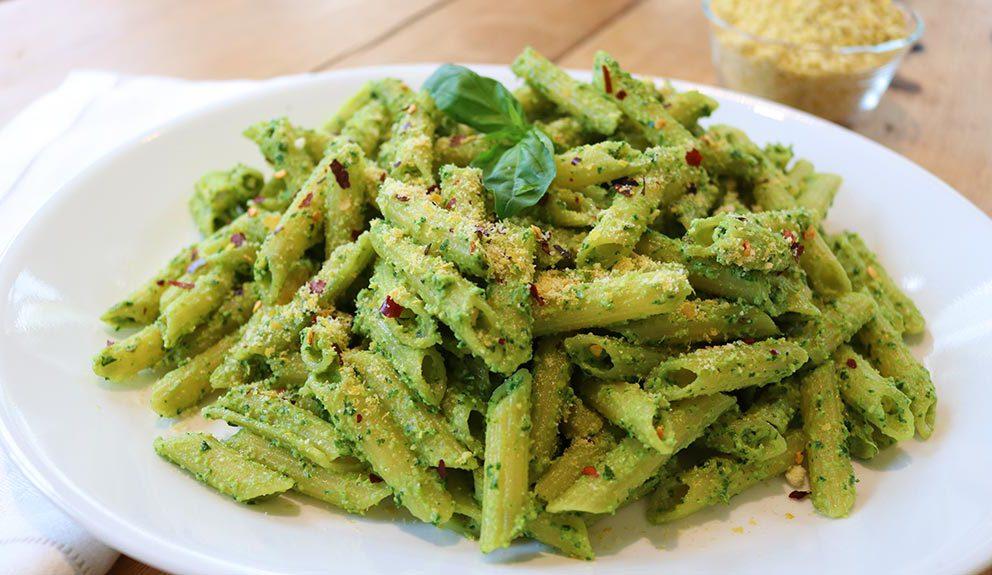 Plant Based Penne with Basil Pesto