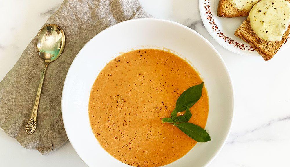 Plant Based Tomato Soup with Grilled Cheese