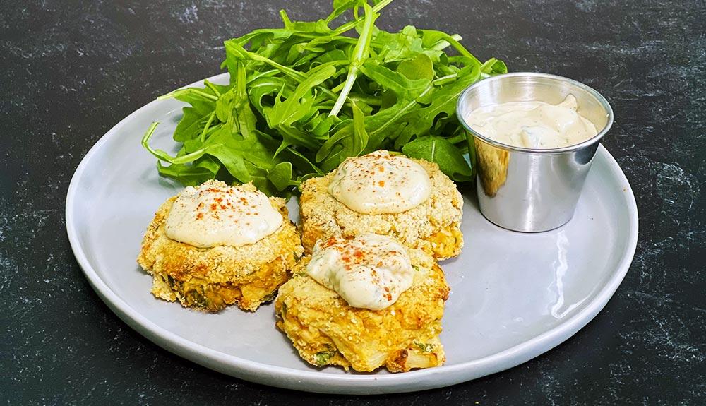 Plant Based Crab-Less Cakes with Remoulade Sauce