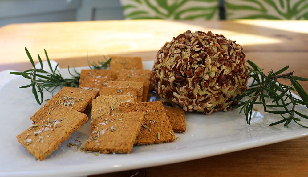 Plant Based Nutty Cheese Ball and Crackers